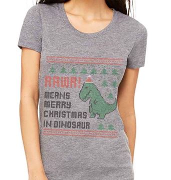 Picture of RAWR! Means Merry Xmas in Dinosaur - Womens